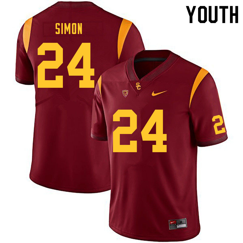 Youth #24 Julien Simon USC Trojans College Football Jerseys Sale-Cardinal